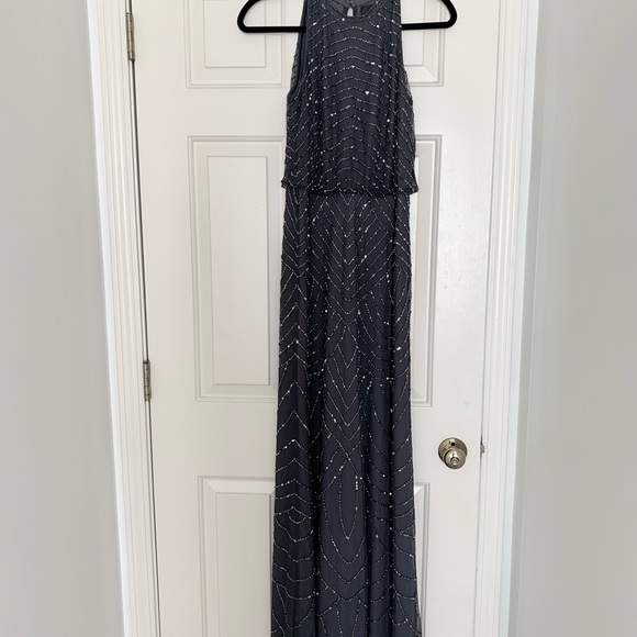 Art Deco Beaded Blouson Dress with Halter Neckline - Picture 4 of 8